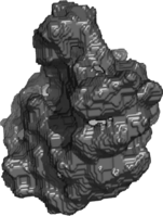 A (smoothed) rendering of a data set of voxels for a macromolecule