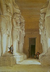 اللوحة داخل المعبد بواسطة ديفيد روبرتس (1838)