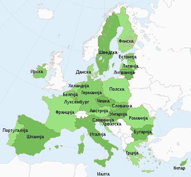 Map showing the member states of the European Union (clickable)