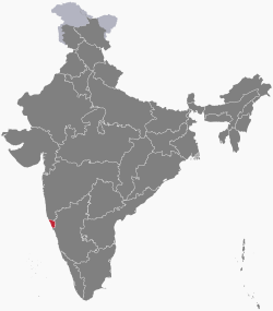Vị trí của Goa trên bản đồ Ấn Độ