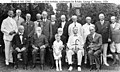 Nicholson is standing fourth from left in this photo of retired flag officers taken at the 85th birthday party of Rear Admiral George C. Remey on 10 August 1926.