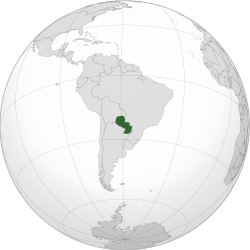 Location of Paraguay (dark green) in South America (grey)