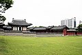 A side view of the palace's backyard with Munjeongjeon in the background