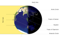 Illumination of Earth by Sun at the southern solstice.