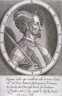 III. Charles de Bourbon, Montpensier grófja Thomas de Leu (1560–1612) metszete
