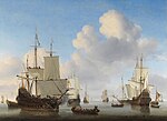Willem van de Velde II - Dutch men-o'-war and other shipping in a calm.jpg