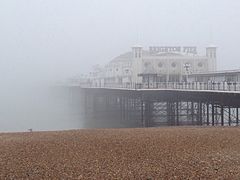Sea fog or "fret" encroaching on Brighton Pier
