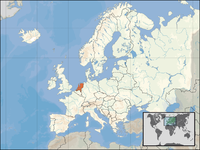 خارطة تُبيِّن موقع هولندا في أوروبا الغربيَّة