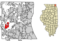 Location of Wauconda in Lake County, Illinois.