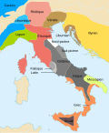 Carte des différents peuples italiens.