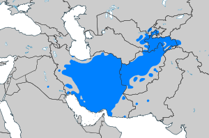 A perzsa nyelv (fárszi, dari, tádzsik) elterjedése