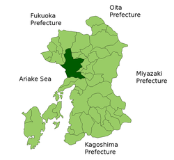 Elhelyezkedése Kumamoto térképén