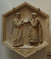 Euklides e Pitagoras, alegorie del geometria e del aritmetike, verke del italiani skulptere Luca della Robbia