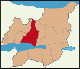 Map showing Körfez District in Kocaeli Province