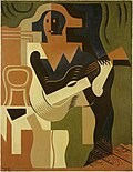 Juan Gris, 1919, Arlequin à la guitare (Harlequin with Guitar), oil on canvas, 116 x 89 cm, Musée National d'Art Moderne, Paris