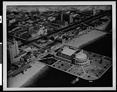 Aerial view of the second Municipal Auditorium, c. 1930