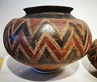 Pottery decorated with incisions and paint, circa 600 BC
