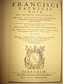 "The New Universal Philosophy" (Latin: "Nova de universis philosophia") - title page; published in Ferrara in 1591