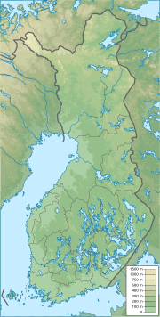 Mapa konturowa Finlandii, po prawej znajduje się punkt z opisem „miejsce bitwy”