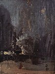 『黒と金のノクターン-落下する花火』 ジェームズ・ホイッスラー 1875 画布、油彩 60.3 × 46.6cm デトロイト美術館