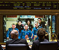 Екіпаж Союзу на борту МКС. Переговори з Центром управління польотами незабаром після стикування.