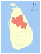 Map indicating the extent of North Central Province within Sri Lanka