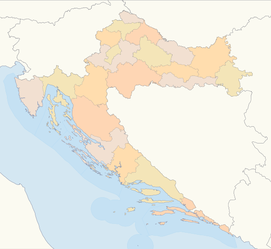 Croatian Counties, Plain Map Colored.svg