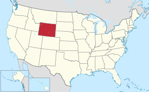 Map of the United States with Wyoming highlighted