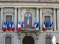 Balcon de la préfecture de Montpellier (France).
