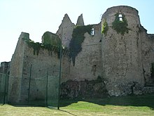 A colour photograph of a ruined castle