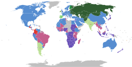 World map, rail gauge by region