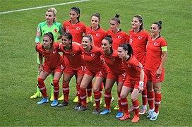 تیم ملی فوتبال زنان ترکیه در سال ۲۰۱۹. با افزایش هواداران فوتبال در کشور، تیم‌های ملی فوتبال زنان و مردان ترکیه از تجهیزات و کیت‌های هم‌طرازی استفاده می‌کنند.