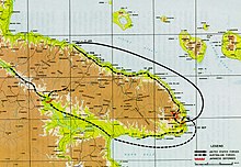 map indicating the Allied advance along the coast of New Guinea