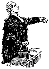 Artist's rendition of an early 19th-century English barrister