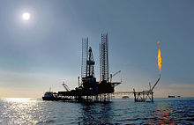 Oil production using drilling platform, on the offshore of Turkmenistan