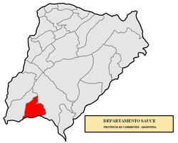 location of Sauce Department in Corrientes Province