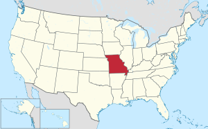 Map of the United States highlighting Missouri