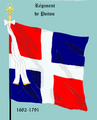 Drapeau d'ordonnance du régiment de Poitou créé en 1616 et affecté de 1665 à 1682 aux Indes Occidentales.