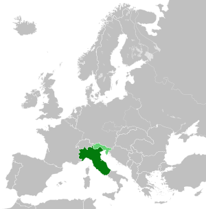 1943년 유럽 내 이탈리아 사회공화국의 위치