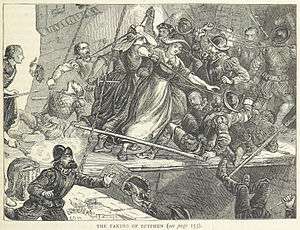 The disguised English soldiers take the sconce, from a Victorian book