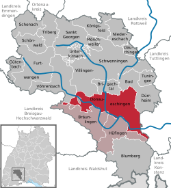 Elhelyezkedése Schwarzwald-Baar-Kreis térképén