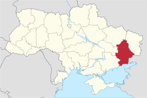 Kart over Donetsk oblast