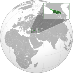 Области под грузиска контрола прикажани во темнозелена боја; области, неконтролирани прикажани во светлозелена боја