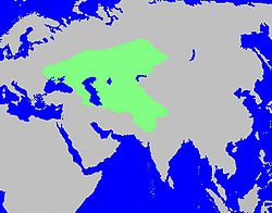 A szkíta népek és nyelvük hozzávetőleges elterjedési területe i. e. 100 körül