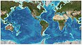 Image 58   The global continental shelf, highlighted in light green, defines the extent of marine coastal habitats, and occupies 5% of the total world area (from Marine habitat)