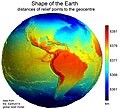 Image 27Topographic view of Earth relative to Earth's center (instead of to mean sea level, as in common topographic maps) (from Earth)