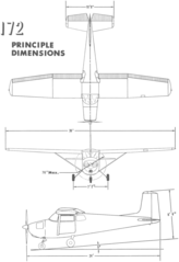 3-view line drawing of the base model Cessna 172