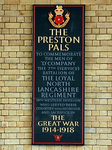A commemorative plaque for the Preston Pals.