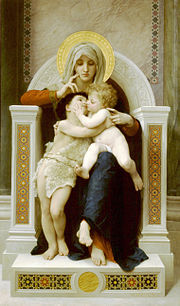 نقاشی از ویلیام-آدولف بوگرو که مریم، عیسای نوزاد و یحیای نوزاد را نشان می‌دهد.