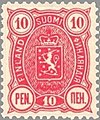 Coat of arms of Finland on the 1890 Finnish postage stamp